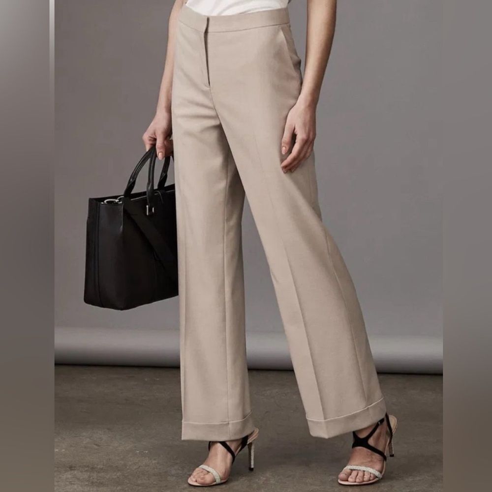 Reiss Beige Maddox Trouser Wide-Leg Trousers NEW in tag bag Size 6